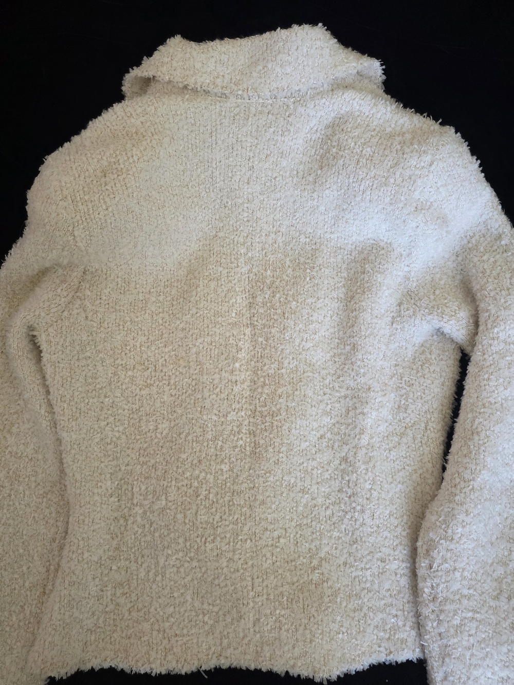 L'AGENCE Cream Bouclé Double-Breasted Blazer with Gold Buttons Sz M - Picture 4 of 4